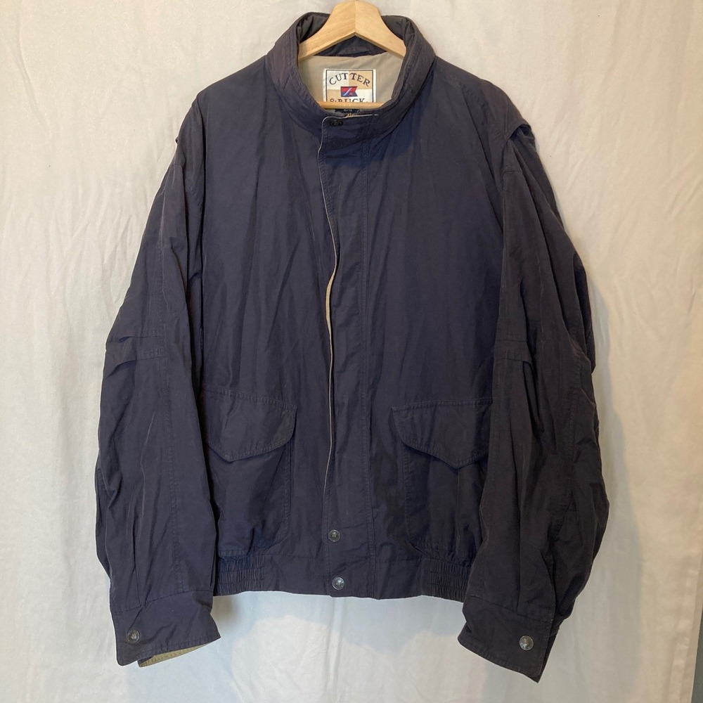 Vintage 90s Cutter & Buck Navy Blue Harrington Jacket XL Windbreaker